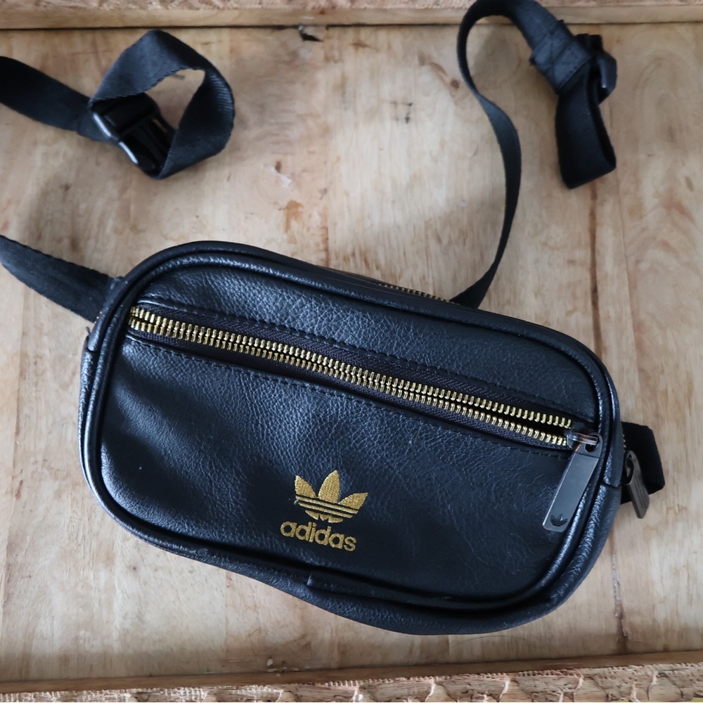 Adidas Black and Gold Fanny Pack Belt Bag